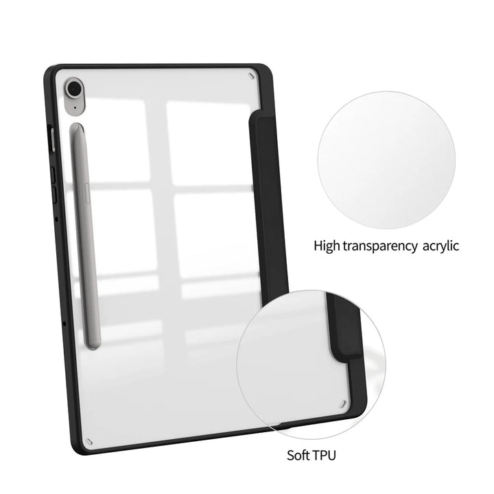 ARMOR-X Samsung Galaxy Tab S10 FE+ S10 FE Plus SM-X620 X626 X628 Smart Tri-Fold Stand Magnetic Cover. Hardshell back cover with flexible TPU bumper protects the tablet from shocks, drops and impacts.