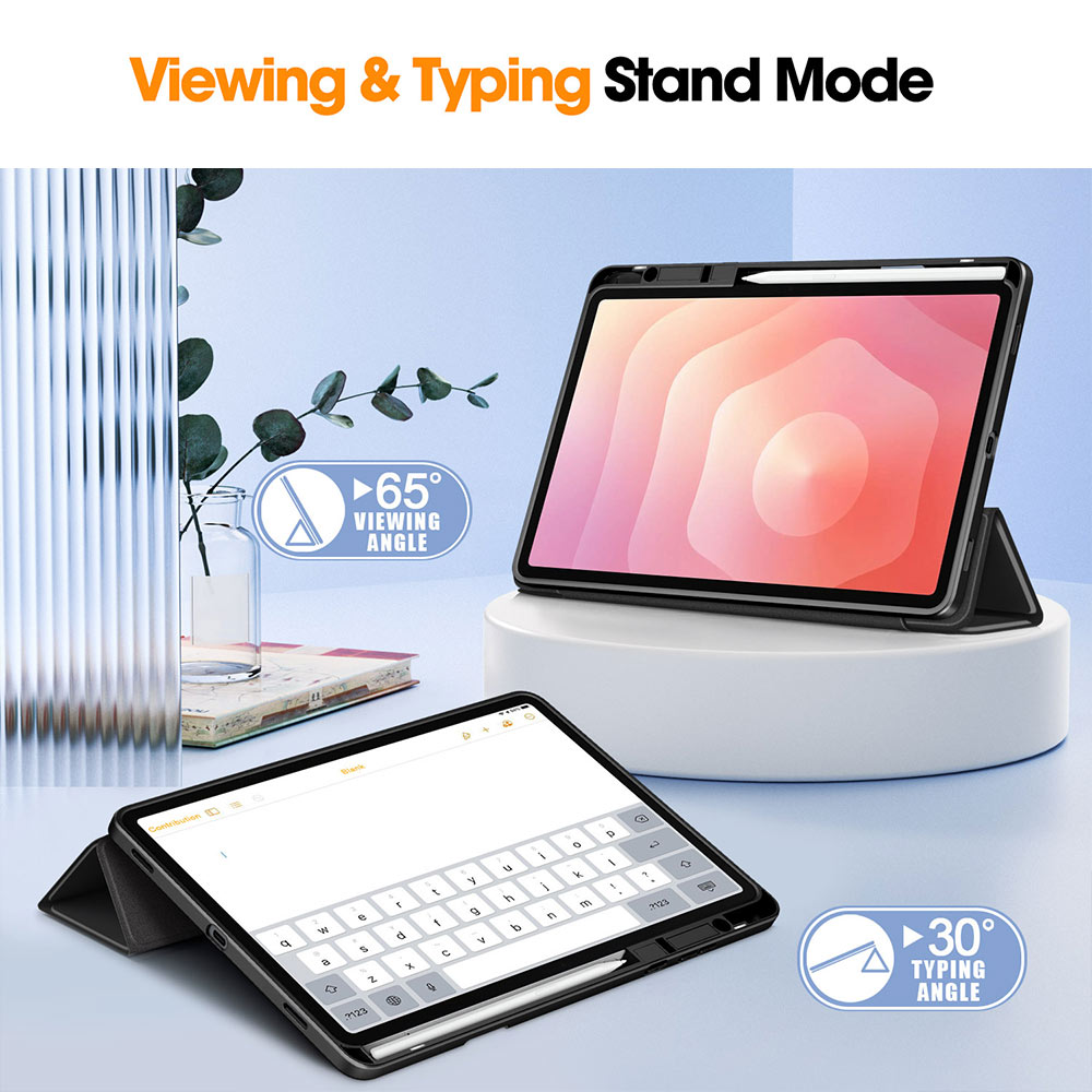 ARMOR-X Samsung Galaxy Tab S11 SM-X730 / X736 / X738 Smart Magnetic Folio Cover. Tri-fold front cover has flip capability to transform the case into a viewing stand and keyboard stand.