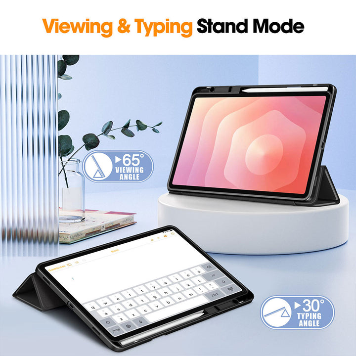 ARMOR-X Samsung Galaxy Tab S11 SM-X730 / X736 / X738 Smart Magnetic Folio Cover. Tri-fold front cover has flip capability to transform the case into a viewing stand and keyboard stand.