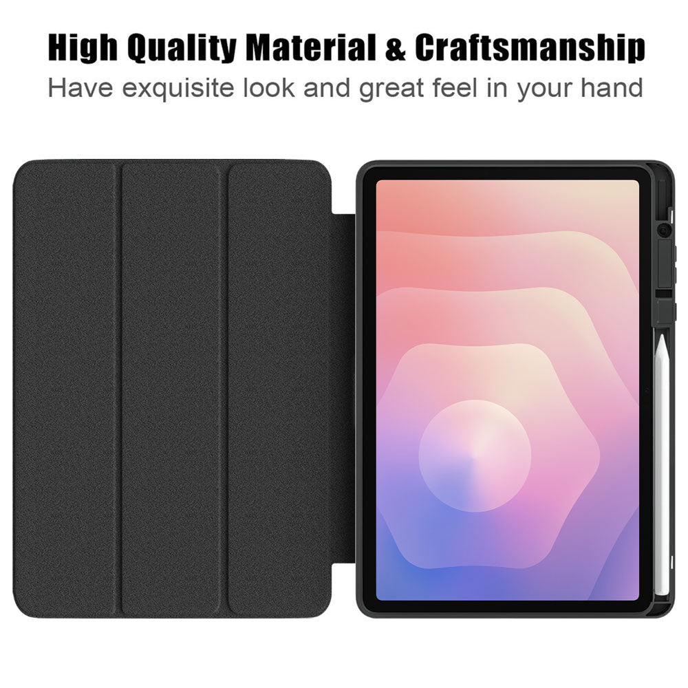 ARMOR-X Samsung Galaxy Tab S11 SM-X730 / X736 / X738 Smart Magnetic Folio Cover. Soft microfiber interior front prevents tablet from scratched.