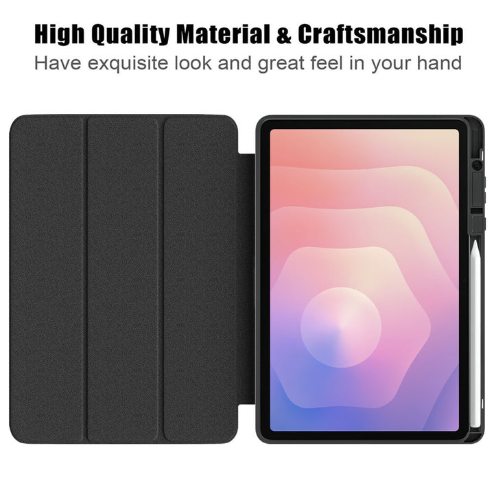ARMOR-X Samsung Galaxy Tab S11 SM-X730 / X736 / X738 Smart Magnetic Folio Cover. Soft microfiber interior front prevents tablet from scratched.