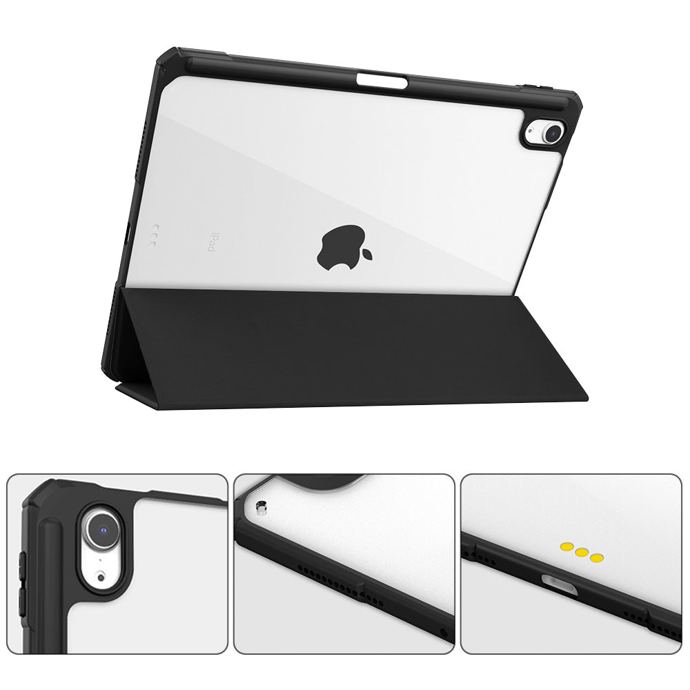ARMOR-X APPLE iPad Air 11 ( M2 ) Smart Tri-Fold Stand Magnetic Cover. Raised edge to protect the ports and camera.
