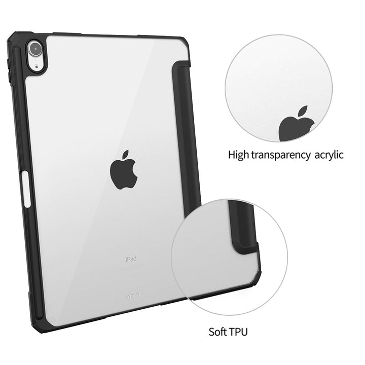 ARMOR-X APPLE iPad Air 11 ( M2 ) Smart Tri-Fold Stand Magnetic Cover. Hardshell back cover with flexible TPU bumper protects the tablet from shocks, drops and impacts.