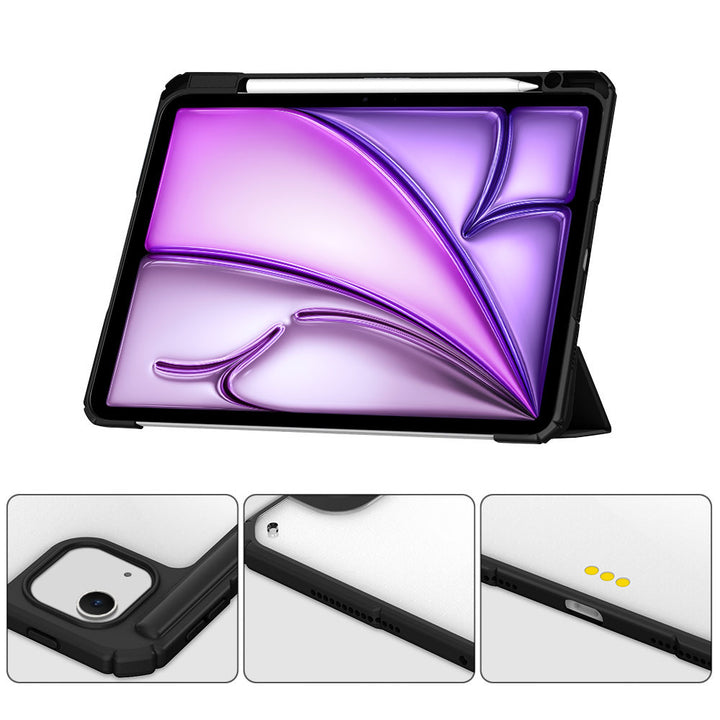 ARMOR-X APPLE iPad Air 13 ( M2 ) Smart Tri-Fold Stand Magnetic Cover. Raised edge to protect the ports and camera.