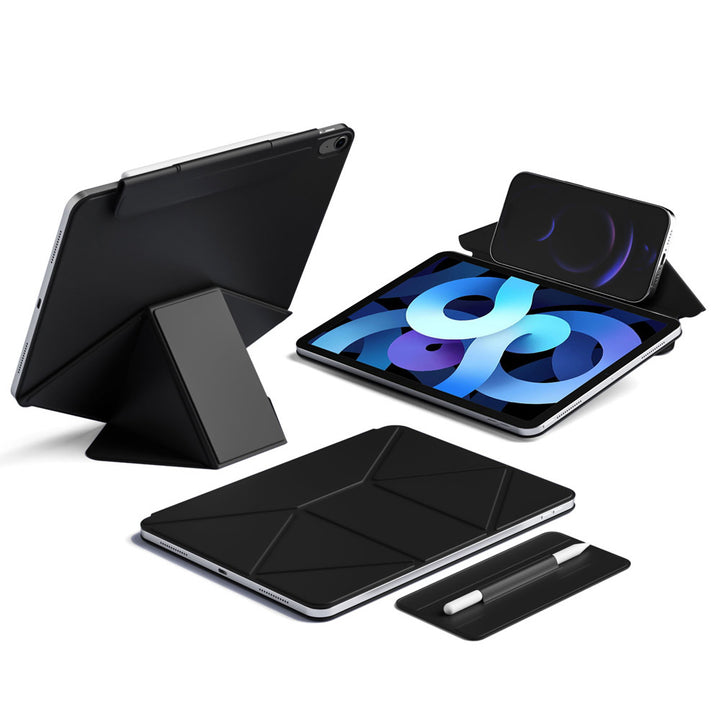 ARMOR-X iPad Air 4 2020 / iPad Air 5 2022 Foldable Magnetic Stand Cover with Detachable Pencil Holder. Designed for ultimate versatility, this case folds effortlessly into multiple stable angles—perfect for typing, sketching, reading, or streaming.