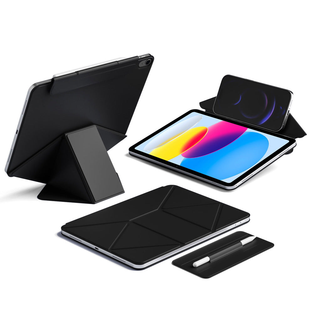 ARMOR-X iPad 11-Inch (11th Gen / A16) Foldable Magnetic Stand Cover with Detachable Pencil Holder. Designed for ultimate versatility, this case folds effortlessly into multiple stable angles—perfect for typing, sketching, reading, or streaming.