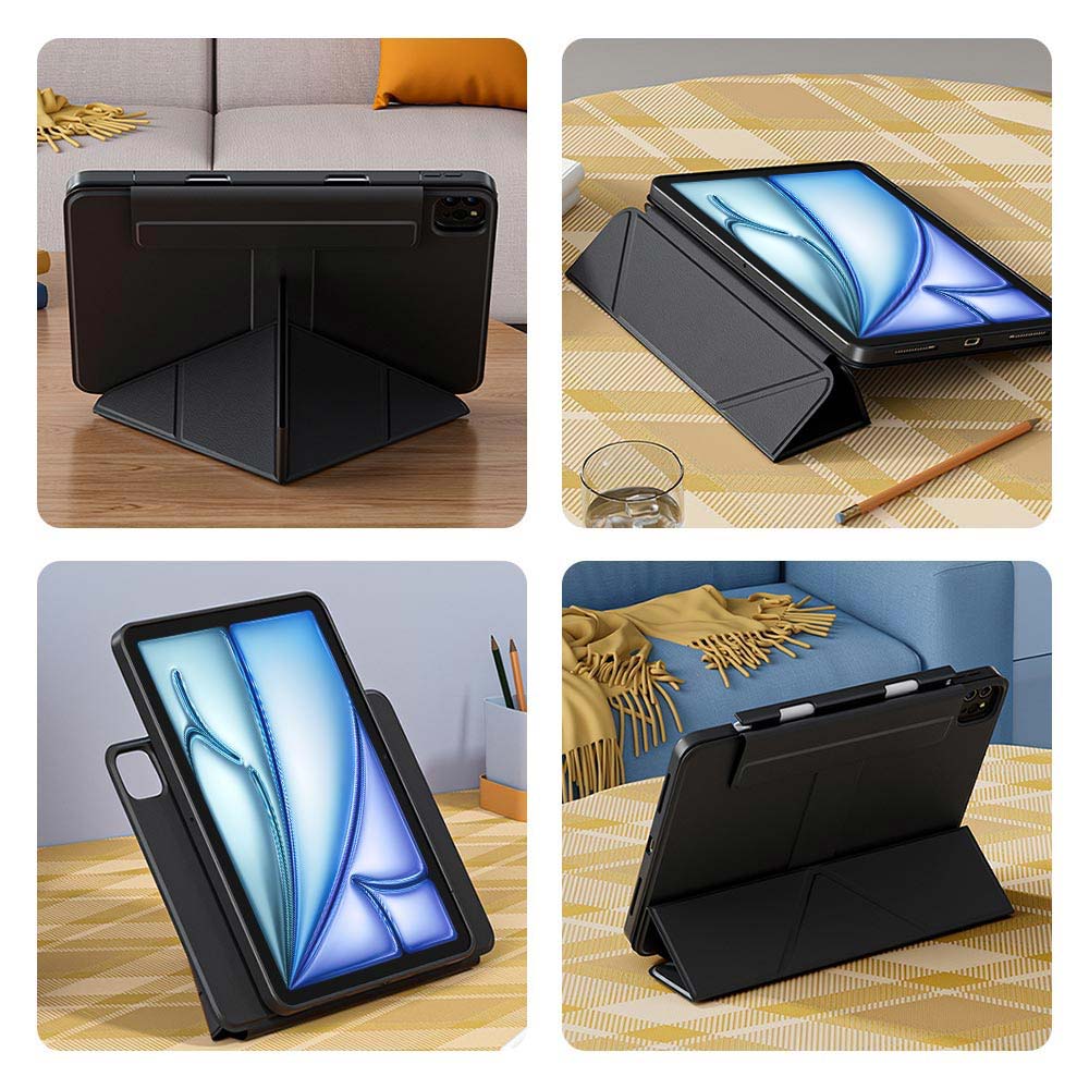 ARMOR-X iPad Air 11 ( M2 ) rotatable & slidable magnetic cover with multi-fold stand.