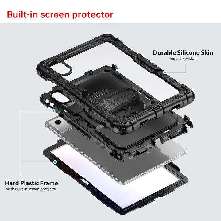 ARMOR-X  Lenovo Tab K11 (Gen 2) TB336 / Lenovo Idea Tab ( 11" TB336 ) shockproof case, impact protection cover with hand strap and kick stand. Ultra 3 layers impact resistant design