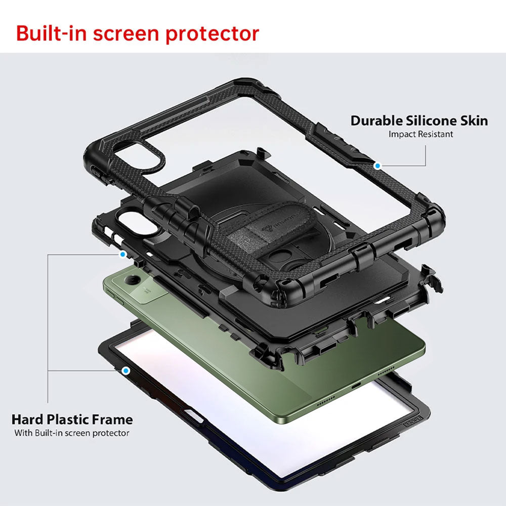 ARMOR-X Motorola Moto Pad (2026) / Moto Pad 60 Neo shockproof case, impact protection cover with hand strap and kick stand. Ultra 3 layers impact resistant design