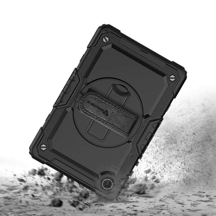 ARMOR-X Samsung Galaxy Tab A9 SM-X110 / SM-X115 shockproof case, impact protection cover with hand strap and kick stand. Rugged protective case with the best dropproof protection.