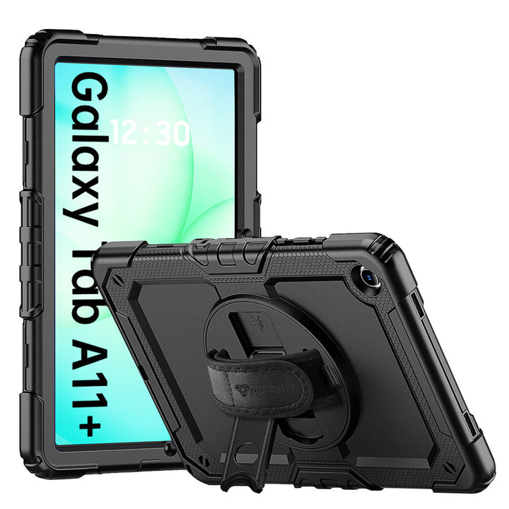 ARMOR-X Samsung Galaxy Tab A11+ A11 Plus ( 11" ) SM-X230 / SM-X235 / SM-X236 shockproof case, impact protection cover with hand strap and kick stand. One-handed design for your workplace.