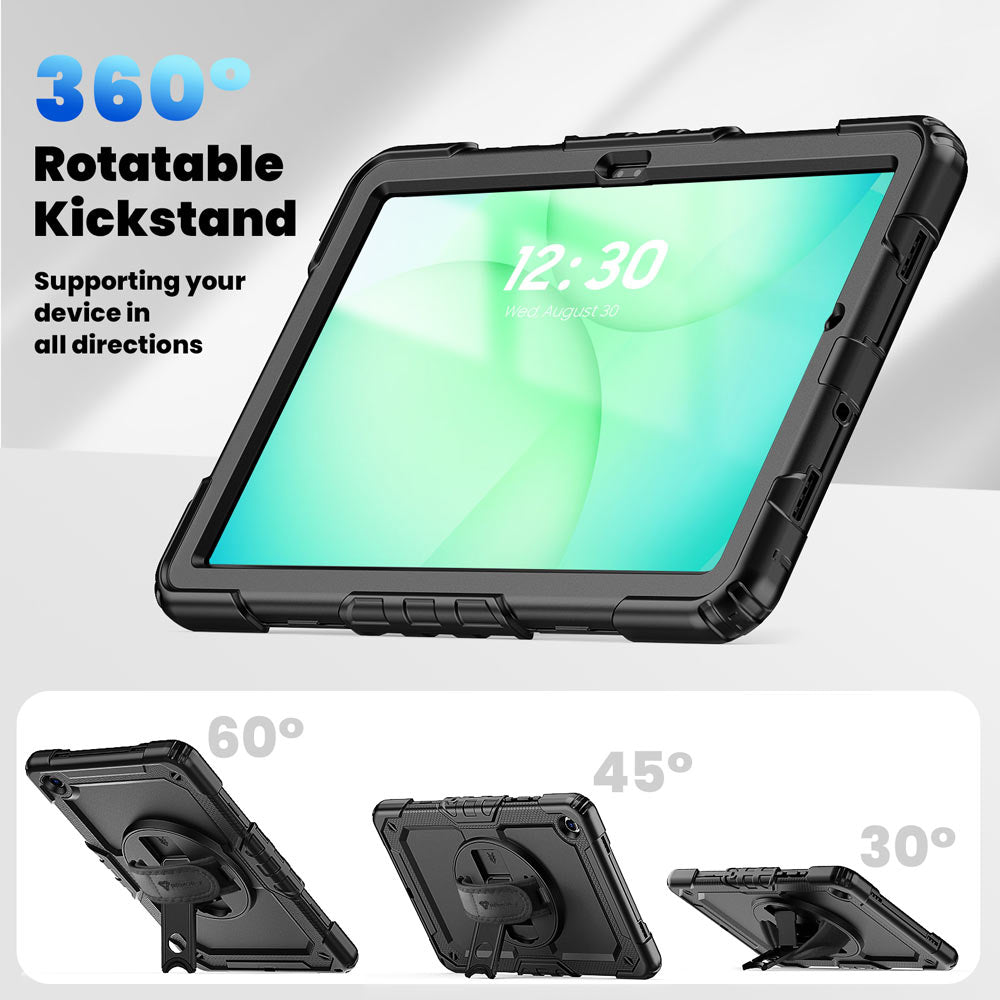ARMOR-X Samsung Galaxy Tab A11+ A11 Plus ( 11" ) SM-X230 / SM-X235 / SM-X236 case with kick stand. Hand free typing, drawing, video watching.