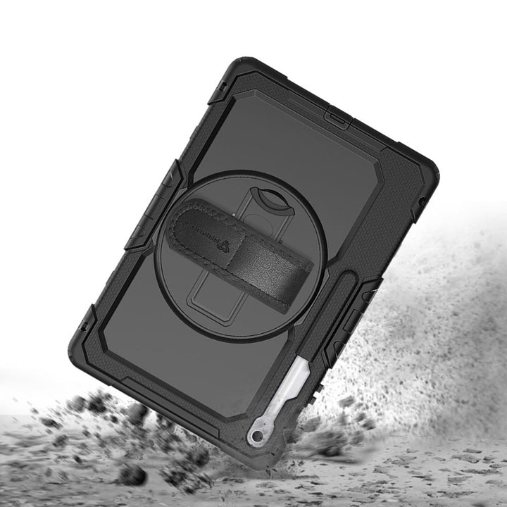 ARMOR-X Samsung Galaxy Tab S10 FE+ S10 FE Plus SM-X620 X626 X628 shockproof case, impact protection cover with hand strap and kick stand. Rugged protective case with the best dropproof protection.