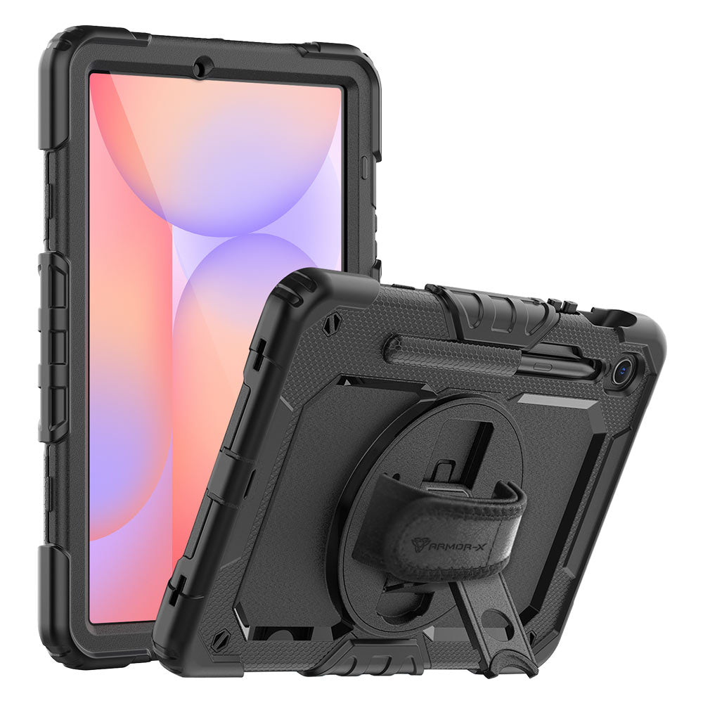 ARMOR-X Samsung Galaxy Tab S10 FE SM-X520 X526 X528 / S10 Lite SM-X400 X406 shockproof case, impact protection cover with hand strap and kick stand. One-handed design for your workplace.