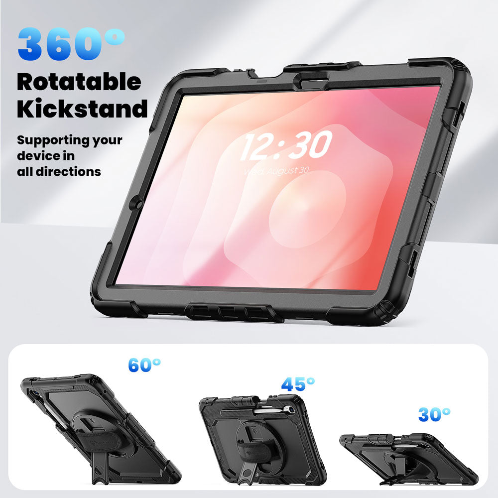 ARMOR-X Samsung Galaxy Tab S11 SM-X730 / X736 / X738 case with kick stand. Hand free typing, drawing, video watching.