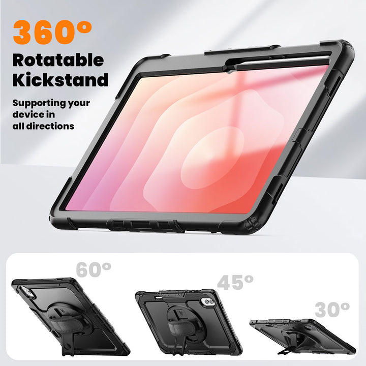 ARMOR-X Samsung Galaxy Tab S11 SM-X730 / X736 / X738 case with kick stand. Hand free typing, drawing, video watching.