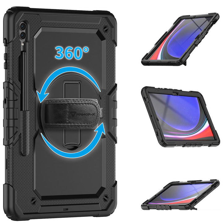 ARMOR-X Samsung Galaxy Tab S9+ S9 Plus SM-X810 / X816 / X818 case with kick stand. Hand free typing, drawing, video watching.