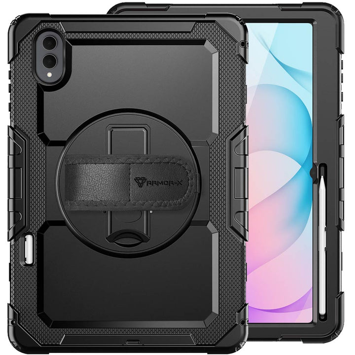ARMOR-X Samsung Galaxy Tab Samsung Galaxy Tab S12 Ultra SM-X940 / X946 shockproof case, impact protection cover with hand strap and kick stand. One-handed design for your workplace.