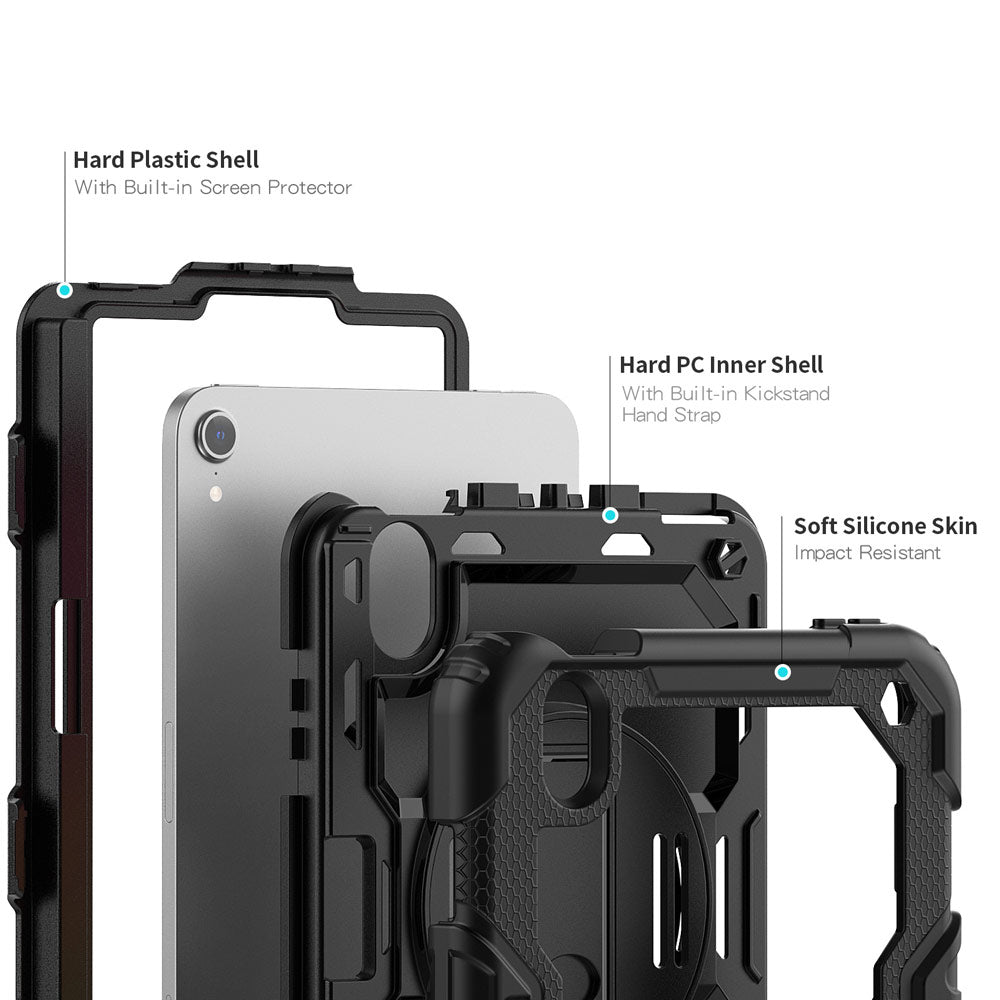 GEN-iPad-M8 | iPad mini (A20 Pro) | Rainproof military grade rugged case with hand strap and kick-stand
