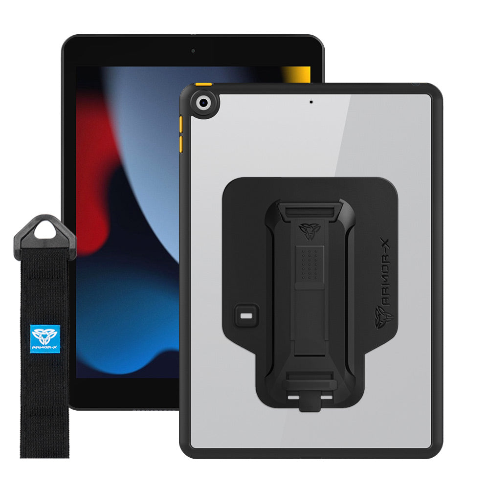 GXS-iPad-N3 | iPad 10.2 (7th & 8th & 9th Gen.) 2019 / 2020 / 2021 | Slim Anti-fall Protective Case with hand strap & kick-stand & X-Mount