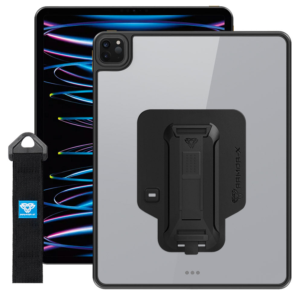 GXS-iPad-PR7 | iPad Pro 12.9 ( 4th / 5th / 6th Gen. ) 2020 / 2021 / 2022 | Slim Anti-fall Protective Case with hand strap & kick-stand & X-Mount