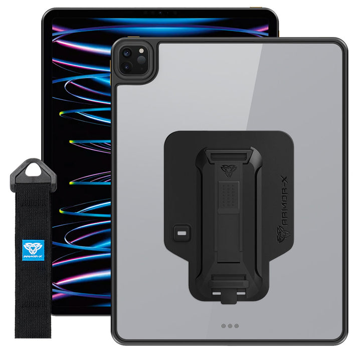 GXS-iPad-PR7 | iPad Pro 12.9 ( 4th / 5th / 6th Gen. ) 2020 / 2021 / 2022 | Slim Anti-fall Protective Case with hand strap & kick-stand & X-Mount