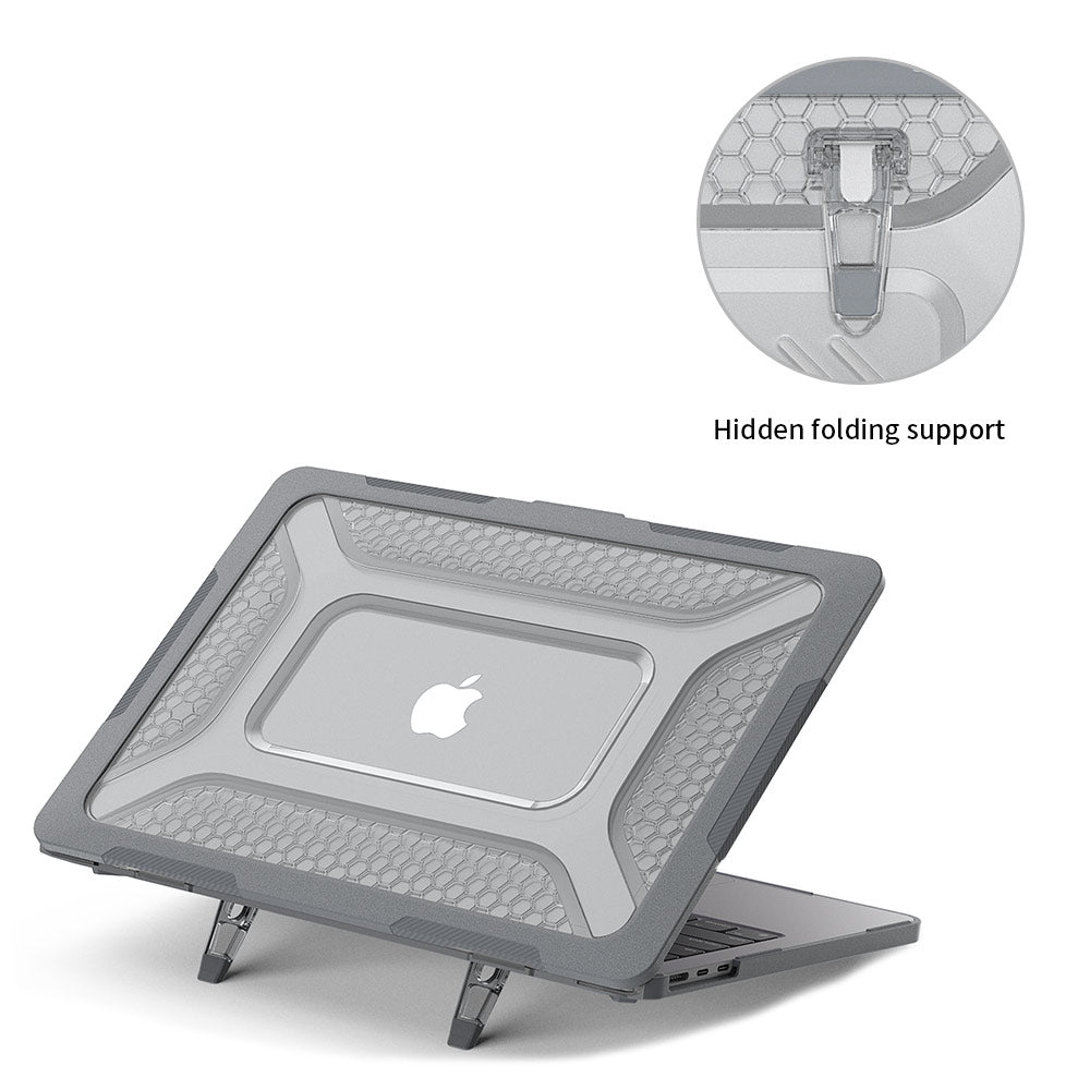 ARMOR-X MacBook Air 15" 2023 / 2024 (A2941 / A3114) shockproof case with a built-in kickstand, bringing better visual experience and helps to relieve neck strain.