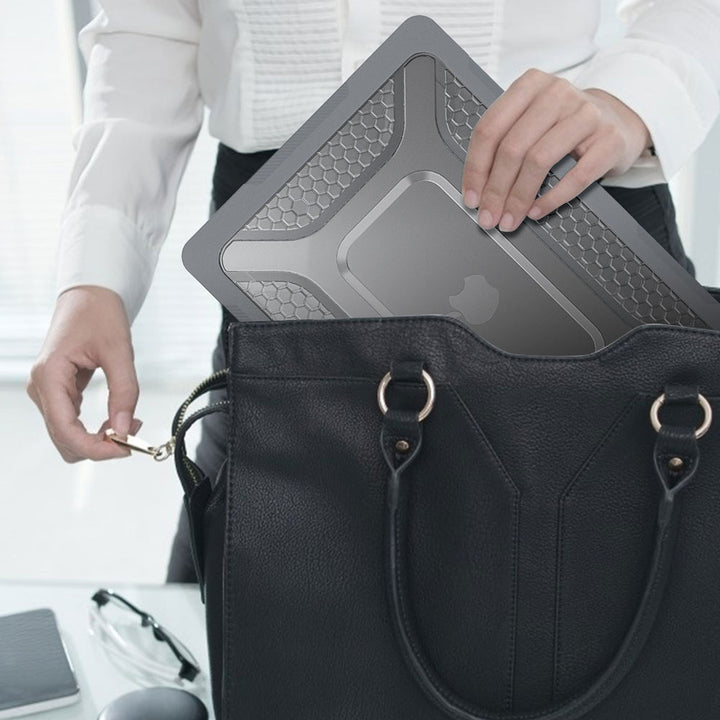 ARMOR-X MacBook Air 15" 2023 / 2024 (A2941 / A3114) shockproof case with a built-in kickstand, bringing better visual experience and helps to relieve neck strain.