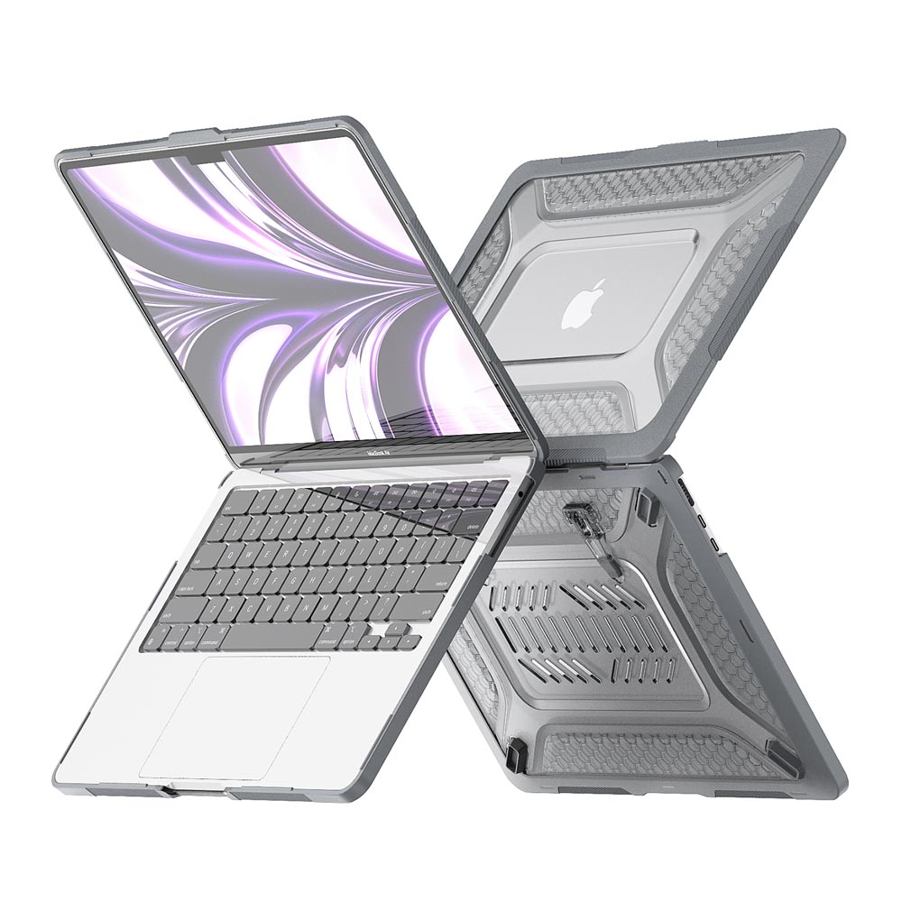 ARMOR-X MacBook Air 13.6" 2022 M2 (A2681) shockproof case with a built-in kickstand, bringing better visual experience and helps to relieve neck strain.