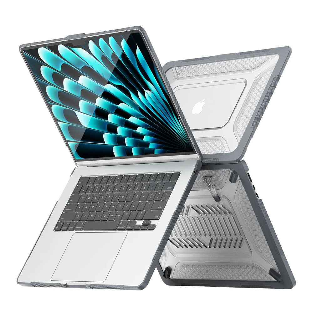 ARMOR-X MacBook Air 15" 2023 / 2024 (A2941 / A3114) shockproof case with a built-in kickstand, bringing better visual experience and helps to relieve neck strain.