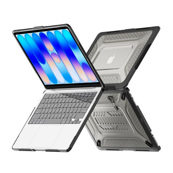ARMOR-X MacBook Neo (A3404) shockproof case with a built-in kickstand, bringing better visual experience and helps to relieve neck strain.