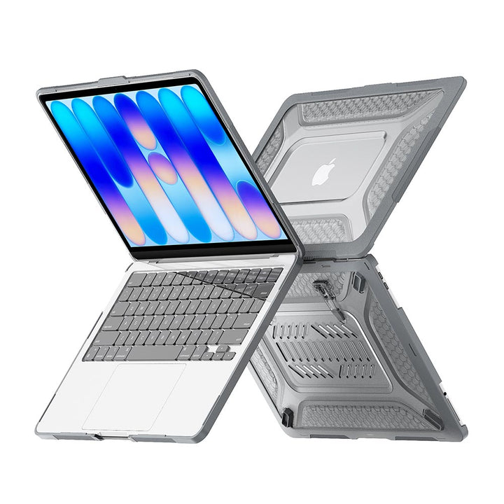 ARMOR-X MacBook Neo (A3404) shockproof case with a built-in kickstand, bringing better visual experience and helps to relieve neck strain.