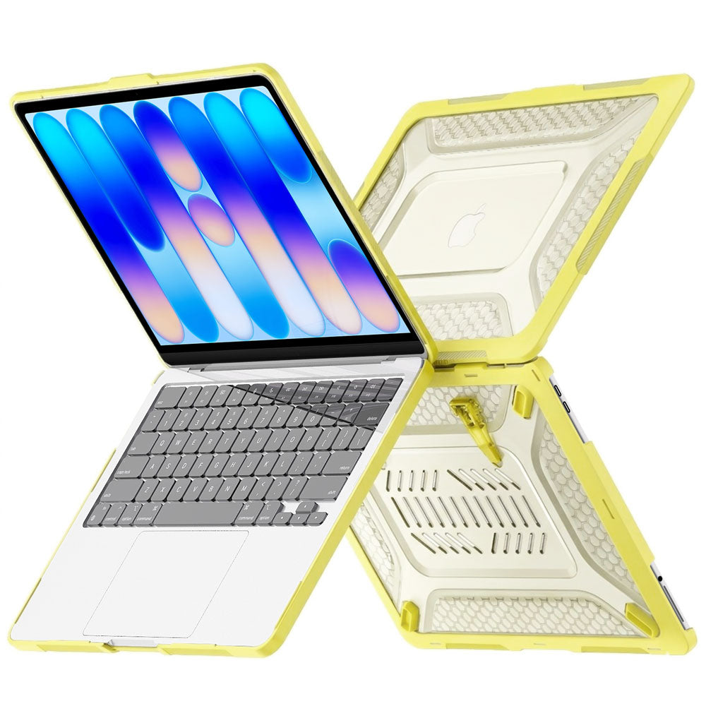 ARMOR-X MacBook Neo (A3404) shockproof case with a built-in kickstand, bringing better visual experience and helps to relieve neck strain.