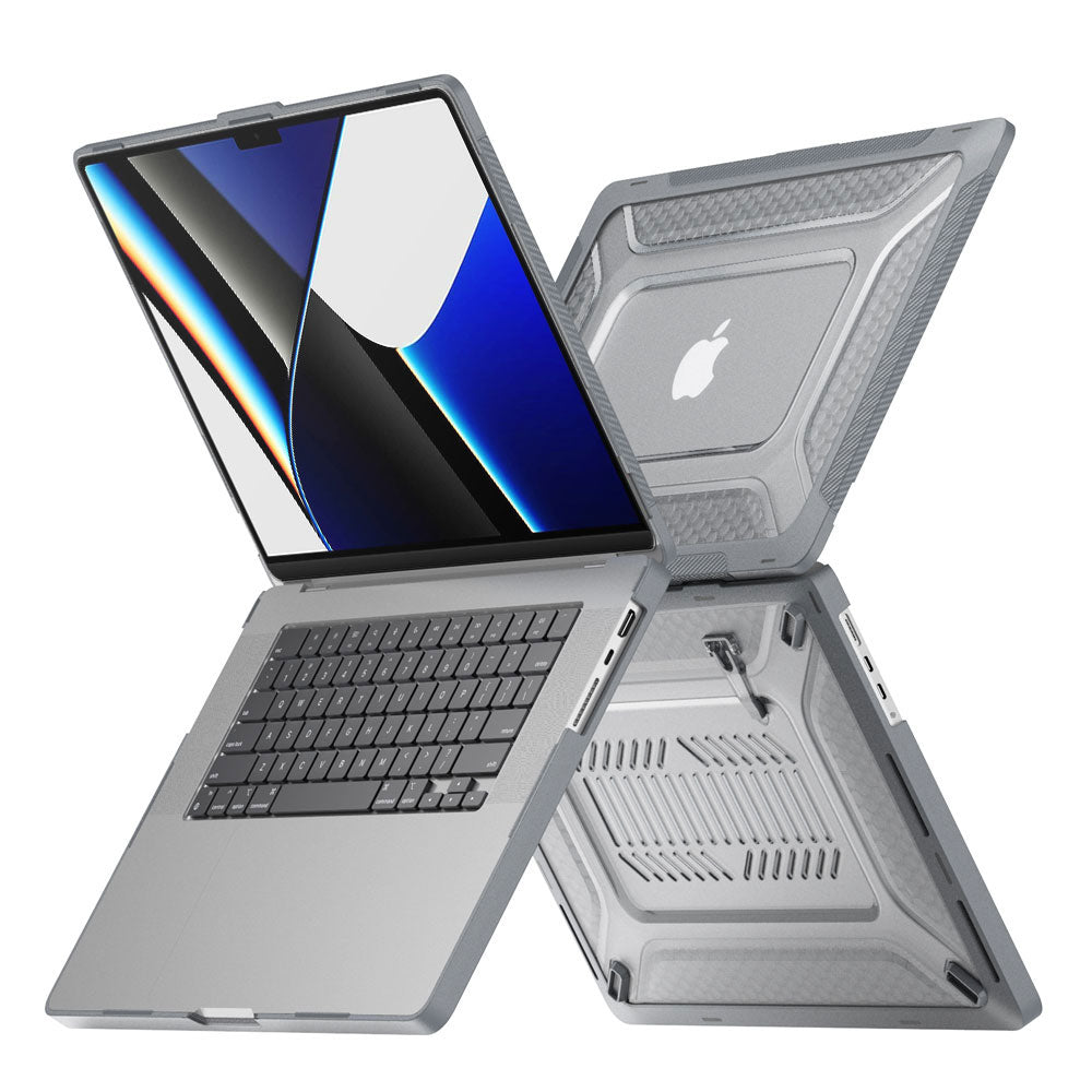 ARMOR-X MacBook Pro 14" 2021 / 2023 (A2442 / A2779) shockproof case with a built-in kickstand, bringing better visual experience and helps to relieve neck strain.