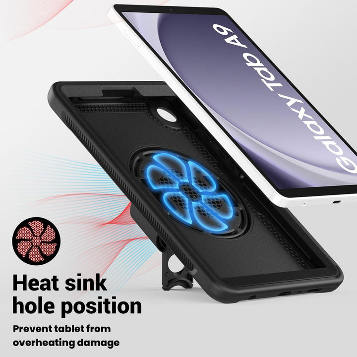 ARMOR-X Samsung Galaxy Tab A9 ( 8.7" ) SM-X110 / SM-X115 shockproof case. Heat sink hole position design. Prevent tablet from overheating damage.