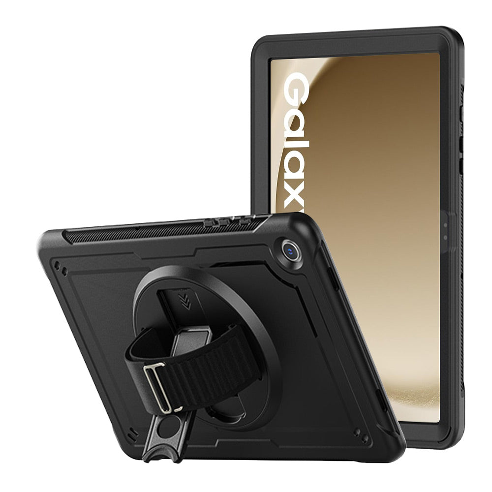 ARMOR-X Samsung Galaxy Tab A9+ A9 Plus ( 11" ) SM-X210 / SM-X215 / SM-X216 shockproof case, impact protection cover with hand strap and kick stand. One-handed design for your workplace.