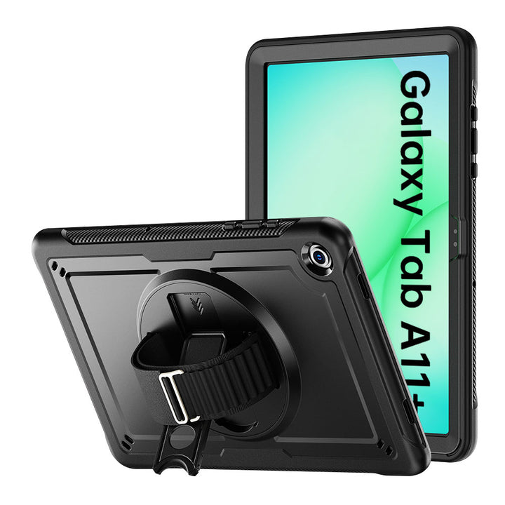 ARMOR-X Samsung Galaxy Tab A11+ A11 Plus ( 11" ) SM-X230 / SM-X235 / SM-X236 shockproof case, impact protection cover with hand strap and kick stand. One-handed design for your workplace.