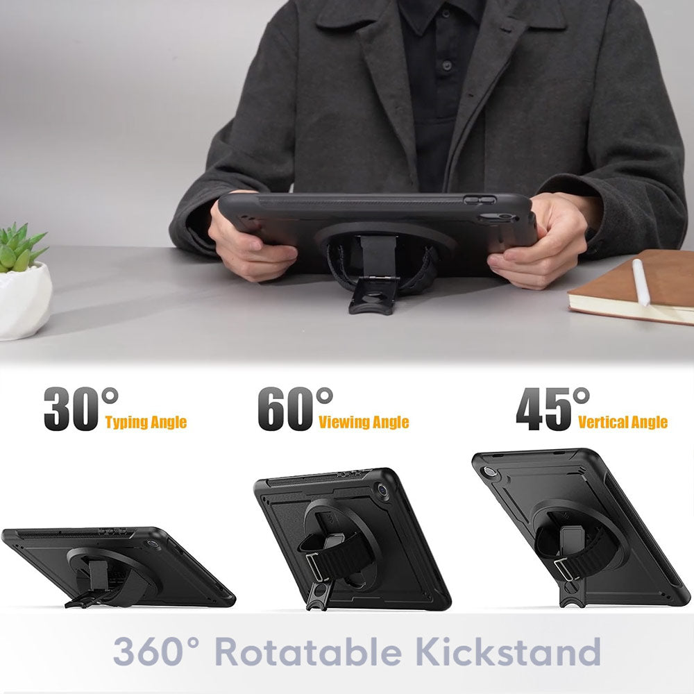 ARMOR-X Samsung Galaxy Tab A11+ A11 Plus ( 11" ) SM-X230 / SM-X235 / SM-X236 shockproof case, impact protection cover with hand strap and kick stand. One-handed design for your workplace.