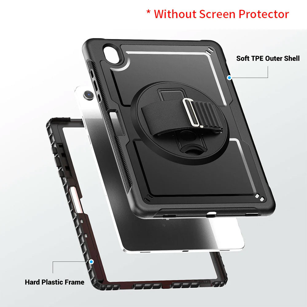ARMOR-X Samsung Galaxy Tab S10 Lite SM-X400 / X406 rugged case. 2 layers impact resistant design, made up with hard plastic frame and TPU bumper.