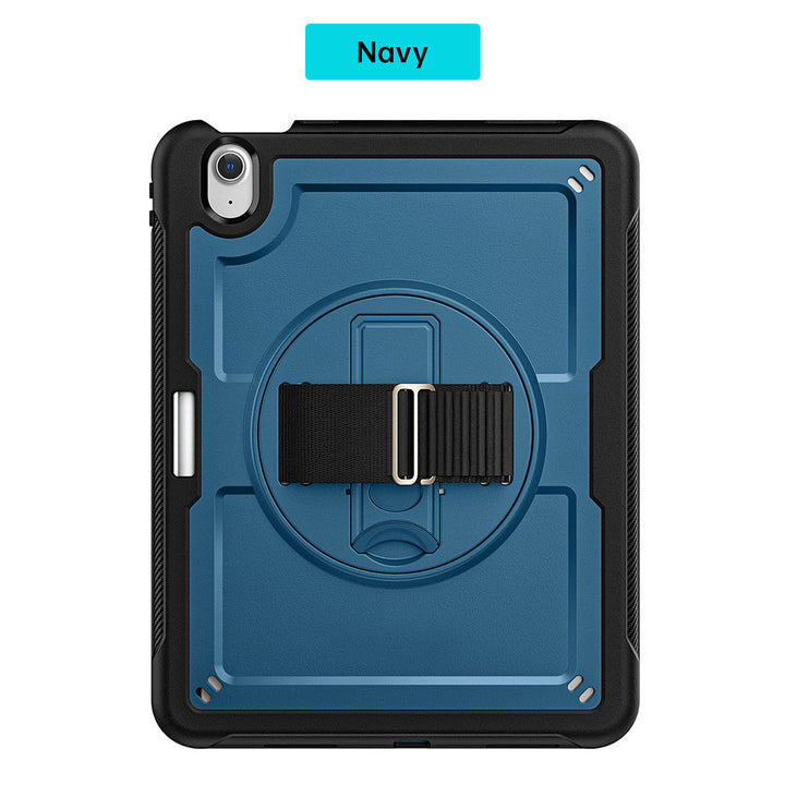 HEN-iPad-A5 | iPad Air 11 ( M2 ) | 2 Layers Protective Rugged Case with Loopback Hand Strap and Kick-stand