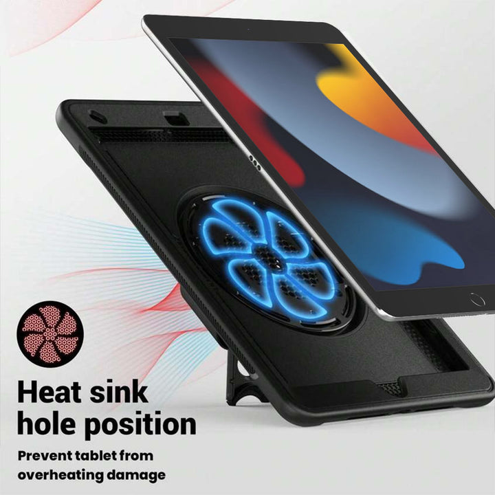 ARMOR-X iPad 10.2 (7th & 8th & 9th Gen.) 2019 / 2020 / 2021 shockproof case. Heat sink hole position design. Prevent tablet from overheating damage.