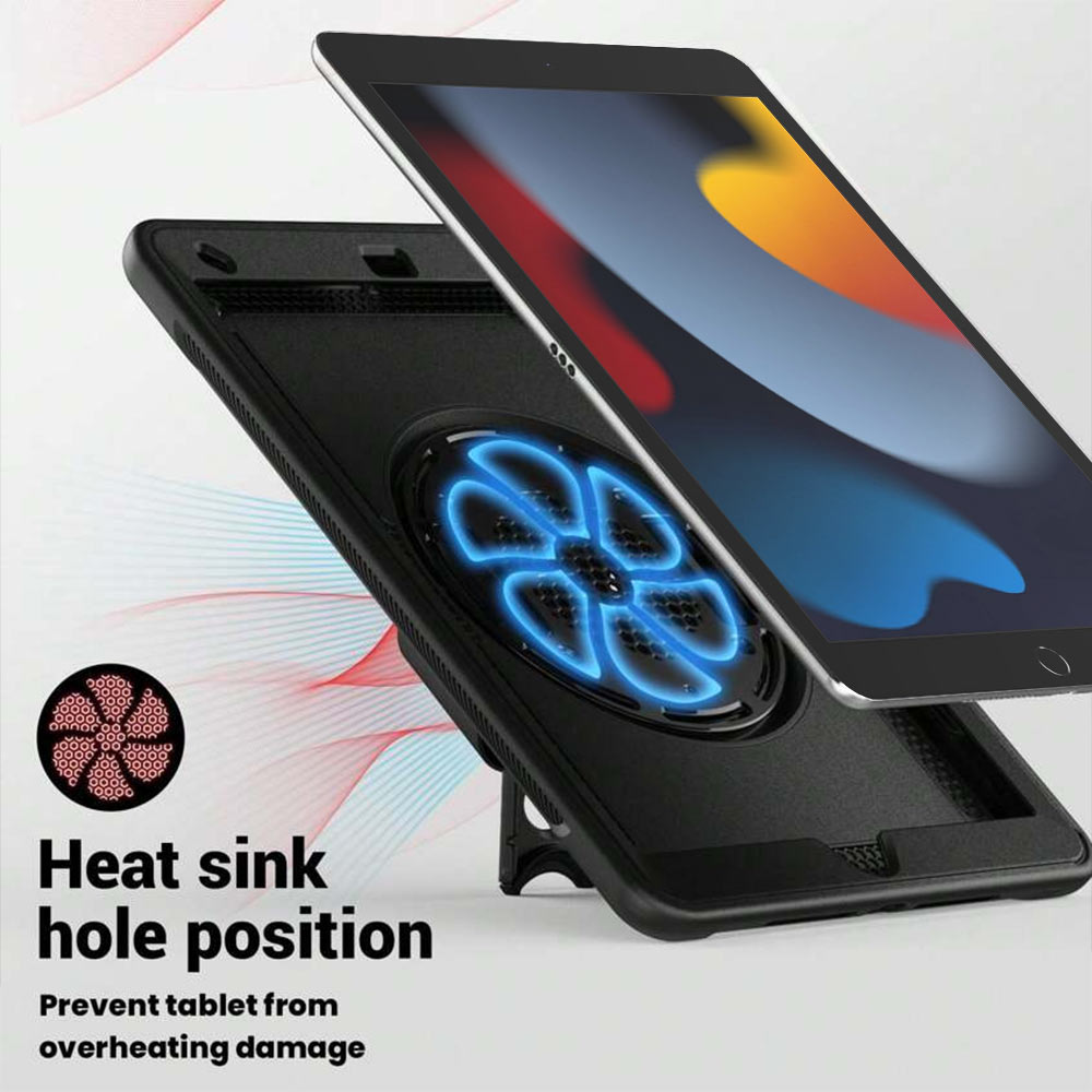 ARMOR-X iPad Air (3rd Gen.) 2019 shockproof case. Heat sink hole position design. Prevent tablet from overheating damage.