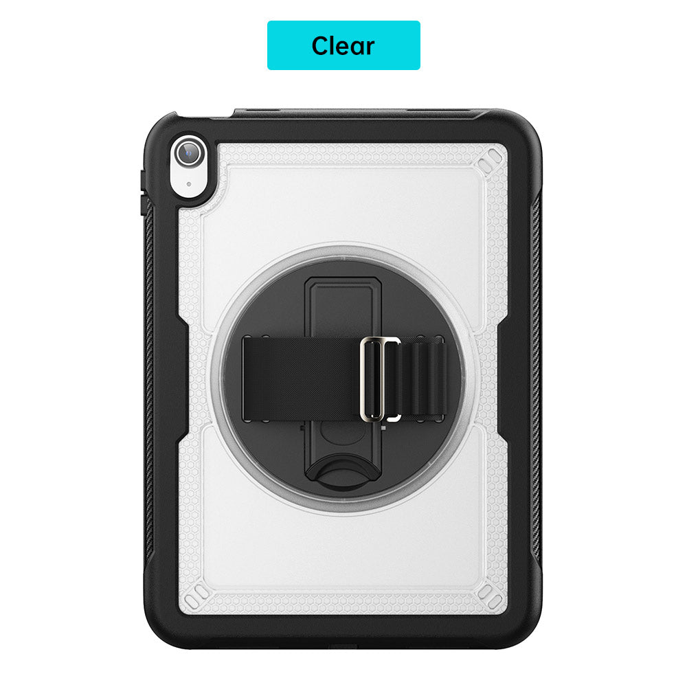 HEN-iPad-N5 | iPad 10.9 (10th Gen.) | 2 Layers Protective Rugged Case with Loopback Hand Strap and Kick-stand