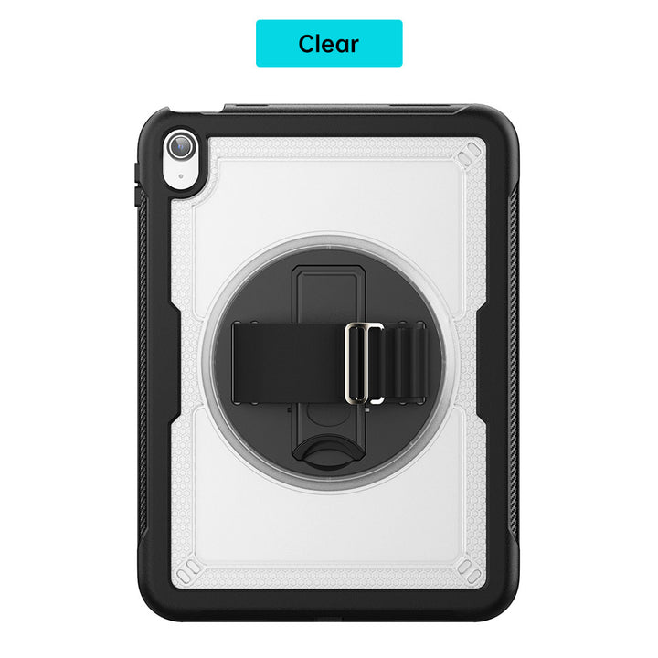 HEN-iPad-N5 | iPad 10.9 (10th Gen.) | 2 Layers Protective Rugged Case with Loopback Hand Strap and Kick-stand