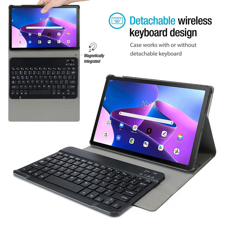 ARMOR-X Lenovo Tab M10 ( Gen3 ) TB328 shockproof case, impact protection cover. Shockproof case with magnetic detachable wireless keyboard.