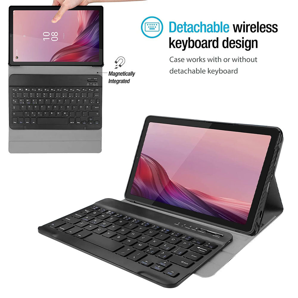 ARMOR-X  Lenovo Tab M9 TB310 shockproof case, impact protection cover. Shockproof case with magnetic detachable wireless keyboard.