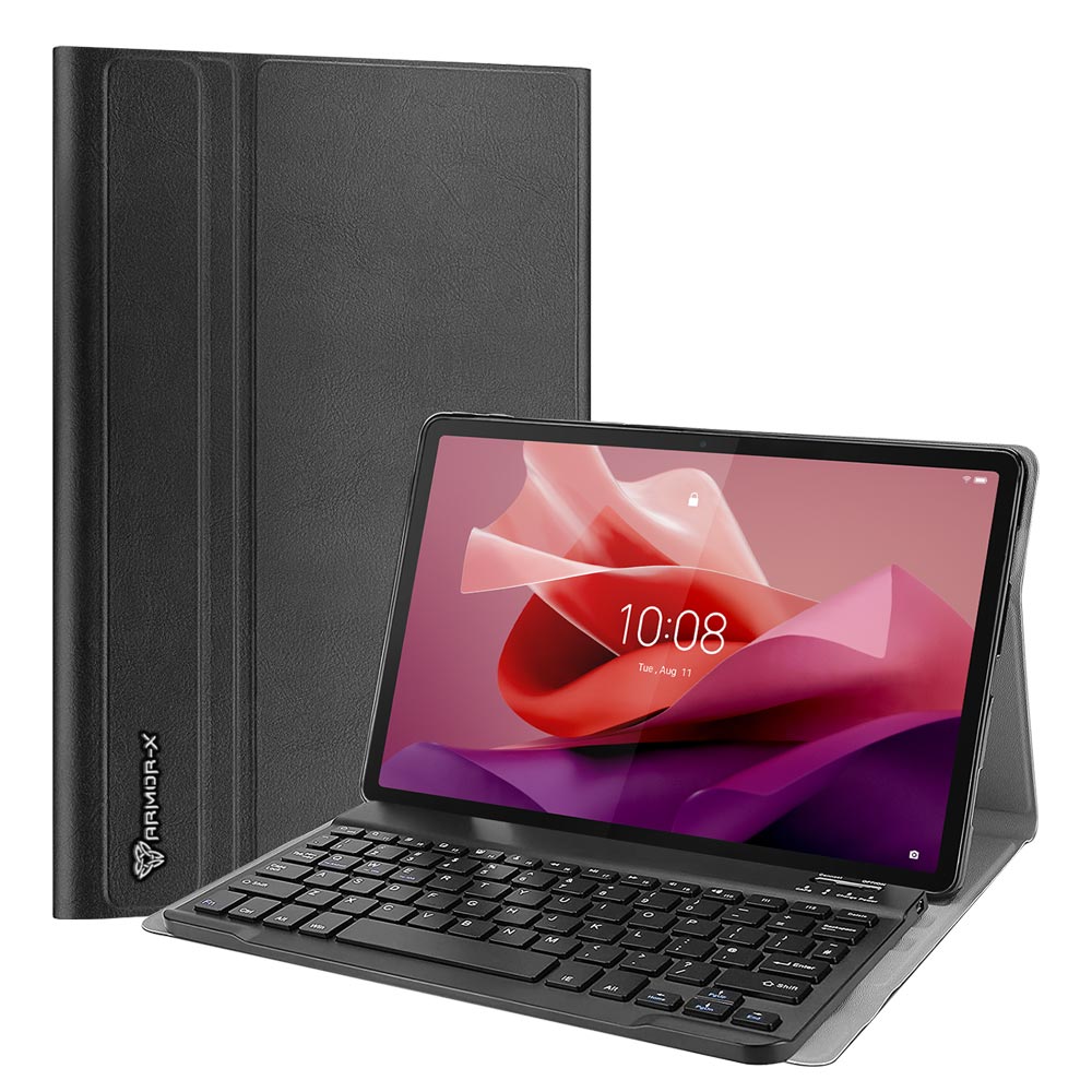 ARMOR-X Lenovo Tab P12 TB370 shockproof case, impact protection cover. Shockproof case with magnetic detachable wireless keyboard. Hand free typing, drawing, video watching.