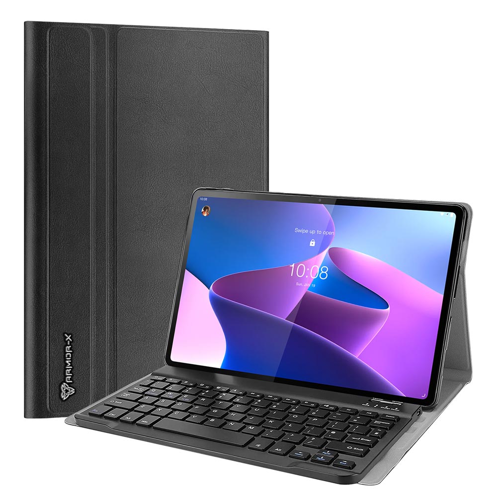 ARMOR-X Lenovo Tab P12 Pro TB-Q706F shockproof case, impact protection cover. Shockproof case with magnetic detachable wireless keyboard. Hand free typing, drawing, video watching.