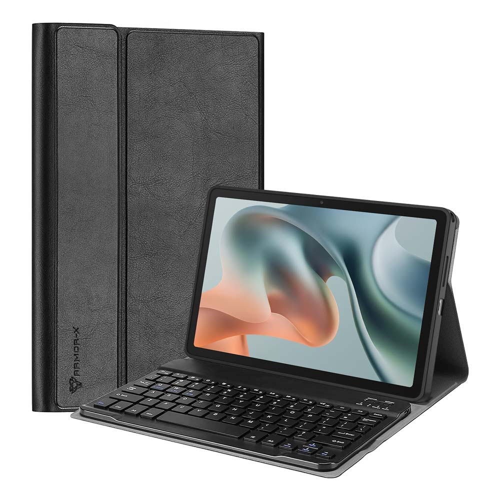 ARMOR-X Motorola Moto Pad 60 Lite shockproof case, impact protection cover. Shockproof case with magnetic detachable wireless keyboard. Hand free typing, drawing, video watching.