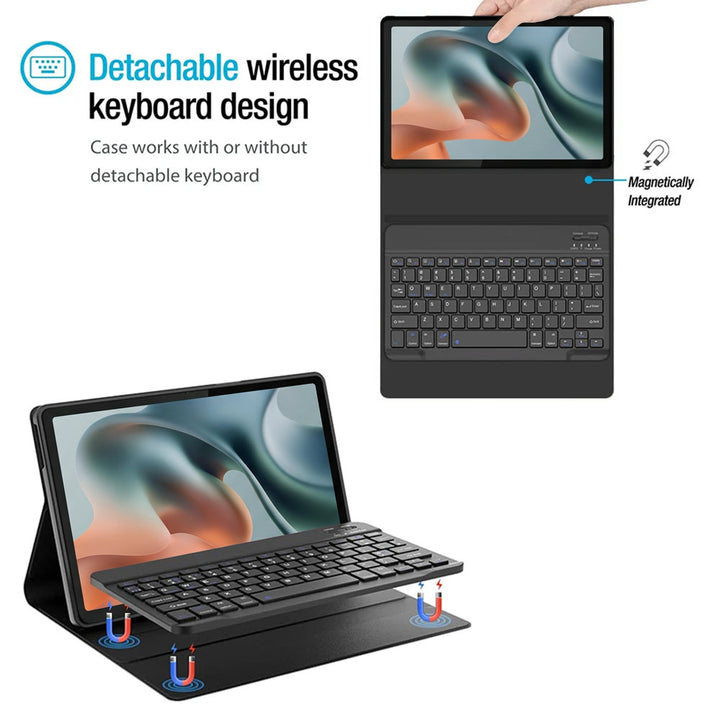 ARMOR-X Motorola Moto Pad 60 Lite shockproof case, impact protection cover. Shockproof case with magnetic detachable wireless keyboard.